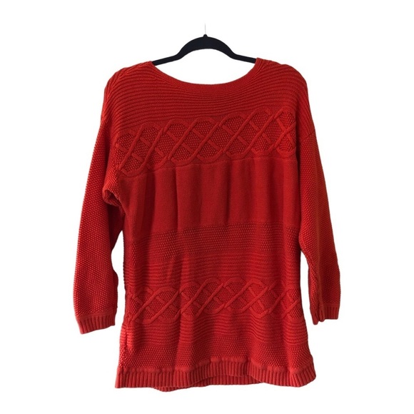 Talbots Long Sleeve Anchors Nautical Cable-Knit Sweater Women's Plus 1X Orange - Picture 8 of 9
